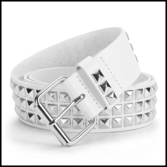 PU Leather Studded Belt with Metal Buckle for Women and Men main image 4